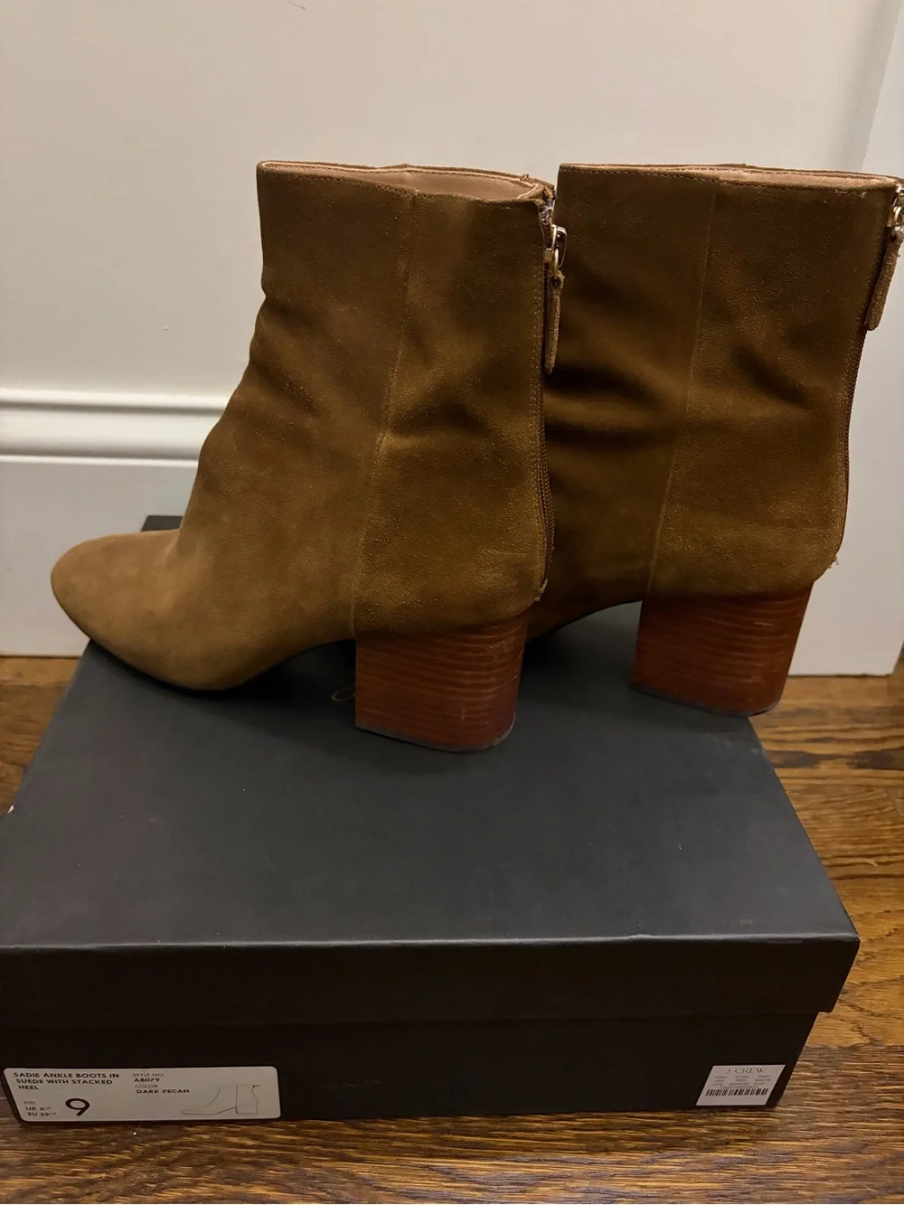 J Crew Women's Suede Mid-Heel Ankle Boots in Dark Pecan 9